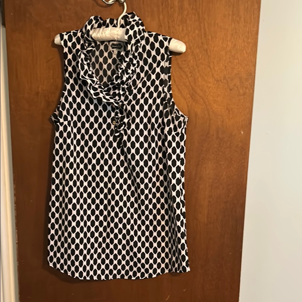 Mud Pie Ruffled Black and White Sleeveless Top